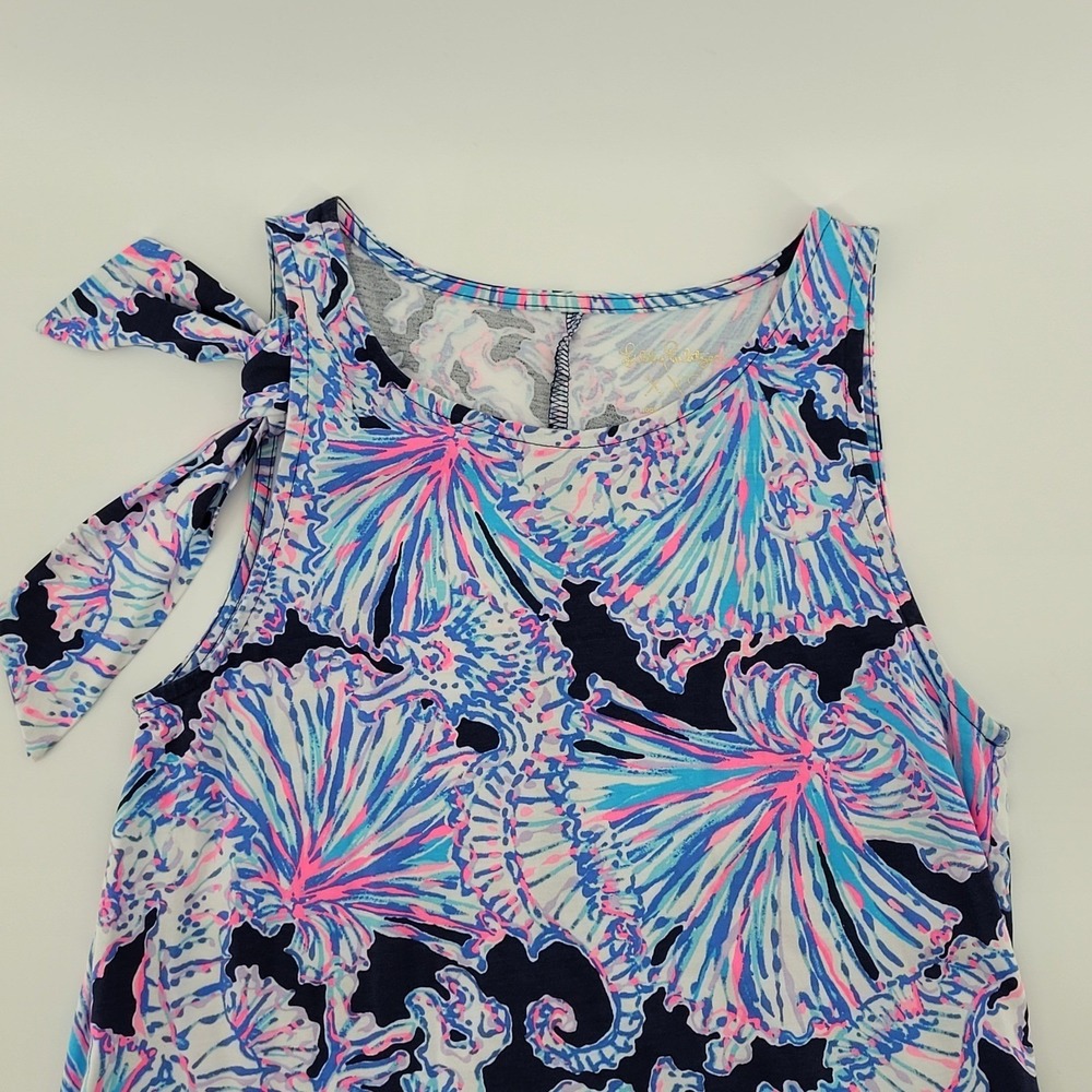 Lilly Pulitzer XXS Luella Swing Shift Dress‎ 100% Pima Cotton Shell Print Purple